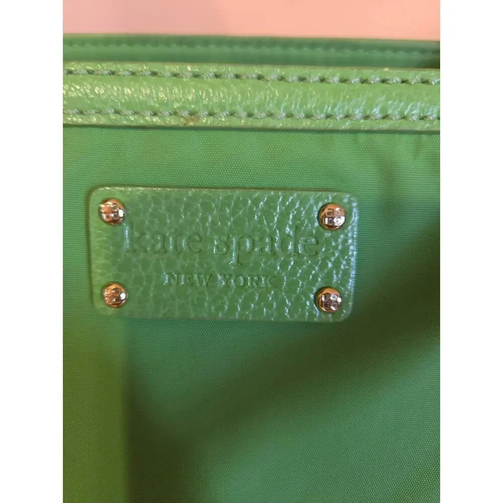 Kate Spade Apple Green Nylon And Leather Tote Bag Large Lots Of Storage